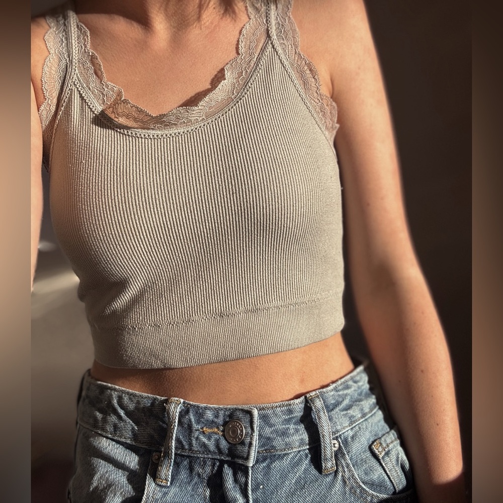 Daytrip Ribbed Brami with Lace Detailing